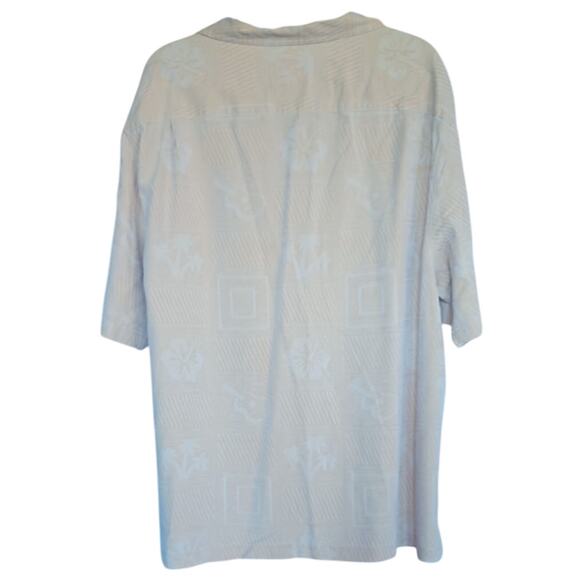 VTG 100% Silk Button Up Shirt Yellow Floral Palm Tree Embossed Pattern Men's XXL - Picture 3 of 7